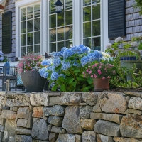 North Mountain Granite Wallstone in a Cape Cod yard