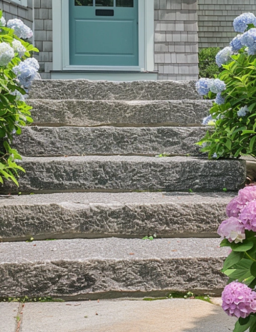 Caledonia Granite Steps in a cape cod entryway